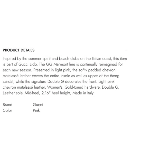Gucci Marmont Double G 37/ US 7 Thong Pink Chevron Kitten Heel Sandals NIB - Picture 14 of 14